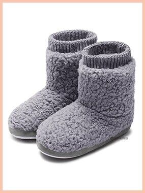 Faux Fur Lined Fuzzy Ankle Bootie Slippers Slip-On House Shoes